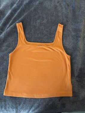 Cropped Everyday Ribbed Tank Top in Orange